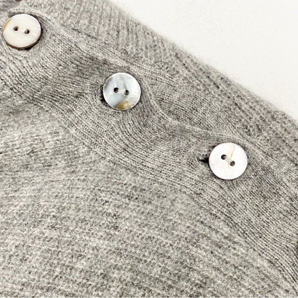 GENTLE HERD Slouchy Knitted Cashmere Tunic Mock Sweater Button Sleeve - Picture 6 of 10